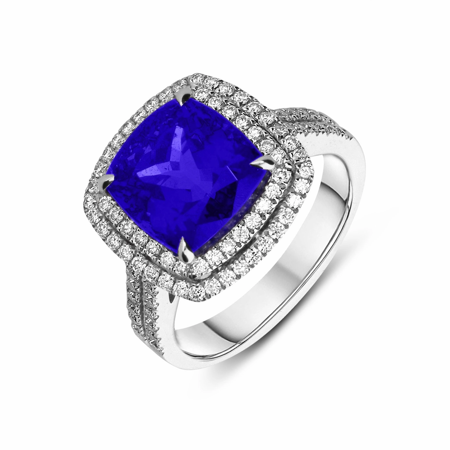 18ct White Gold 6.84ct Tanzanite and Diamond Dress Ring