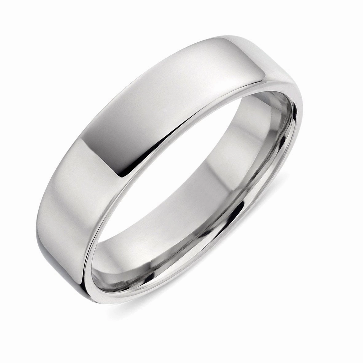 18ct White Gold 6mm Round Edge Wedding Ring