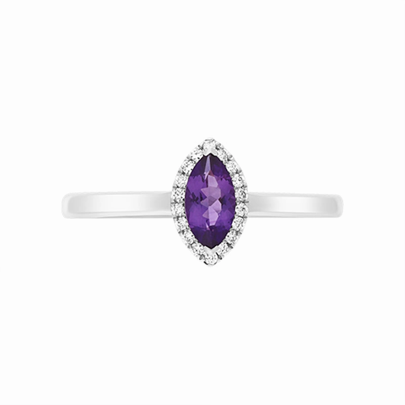 18ct White Gold Amethyst Diamond Marquise Cluster Ring