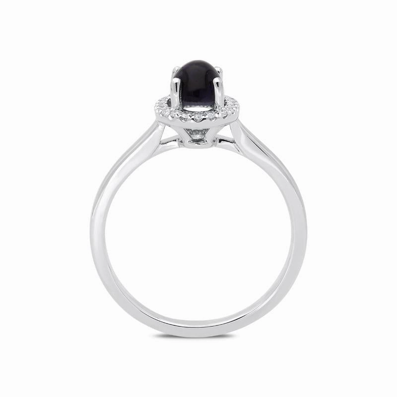 18ct White Gold Blue John 0.12ct Diamond Oval Cluster Ring