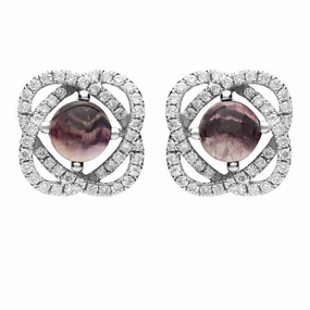 18ct White Gold Blue John 0.31ct Diamond Swirl Stud Earrings