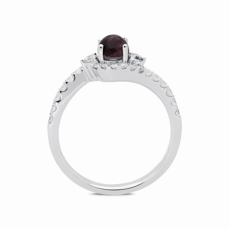 18ct White Gold Blue John 0.50ct Diamond Wave Ring