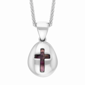 18ct White Gold Blue John Cross Pear Shape Necklace