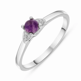18ct White Gold Blue John Diamond 0.04ct Round Claw Set Ring