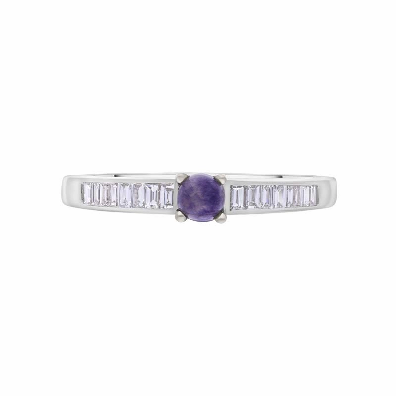 18ct White Gold Blue John Diamond 0.20ct Round Claw Set Ring