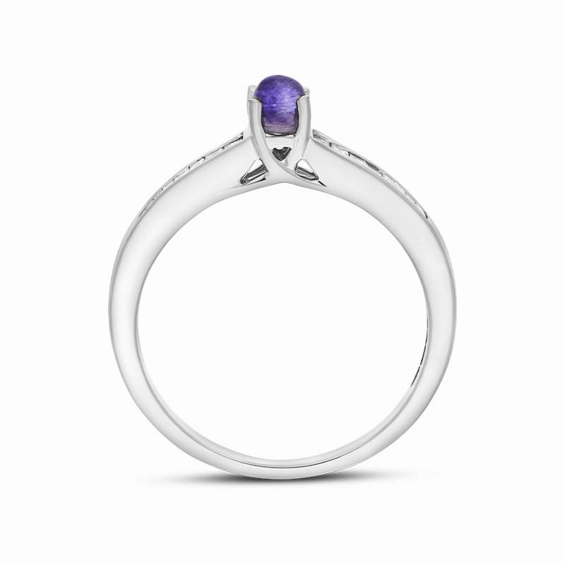18ct White Gold Blue John Diamond 0.20ct Round Claw Set Ring