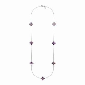18ct White Gold Blue John eden Long Marquise Flower Necklace