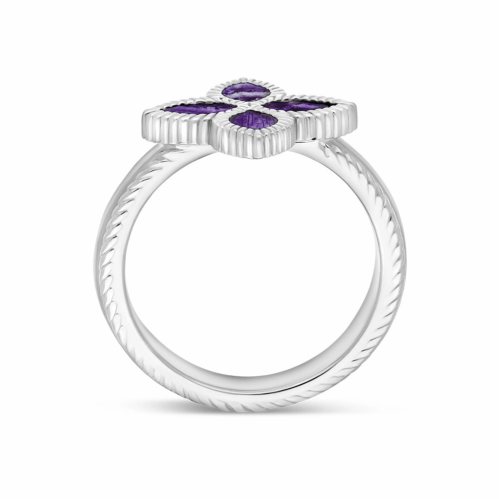 18ct White Gold Blue John eden Marquise Flower Ring