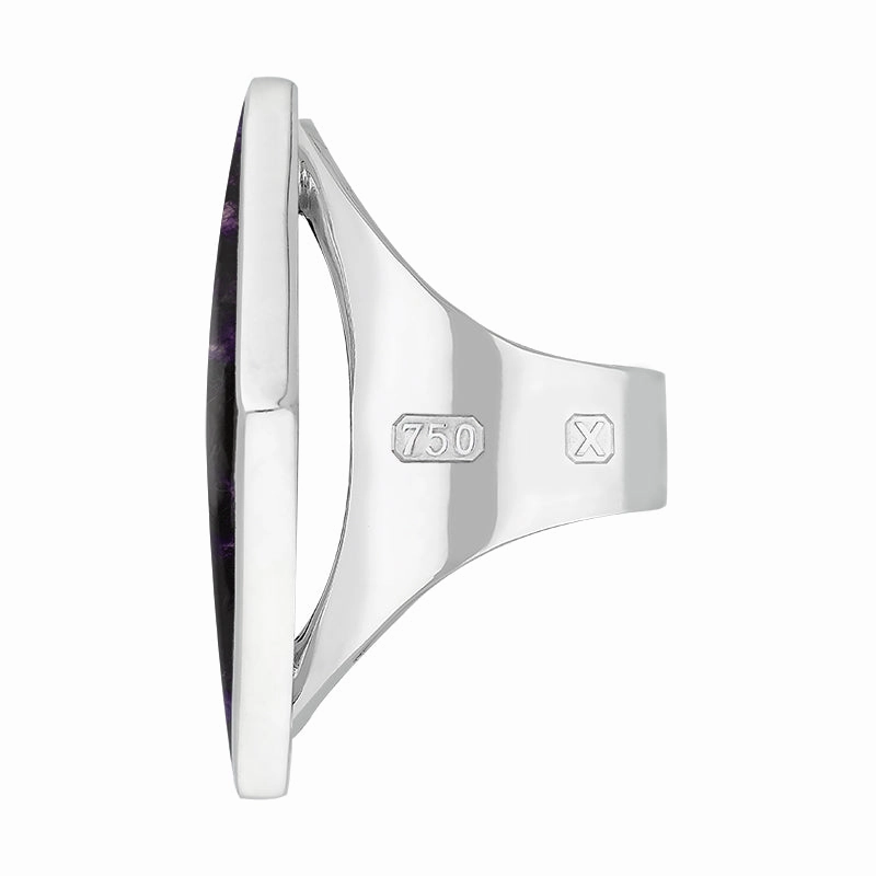 18ct White Gold Blue John Hallmark Large Rhombus Ring