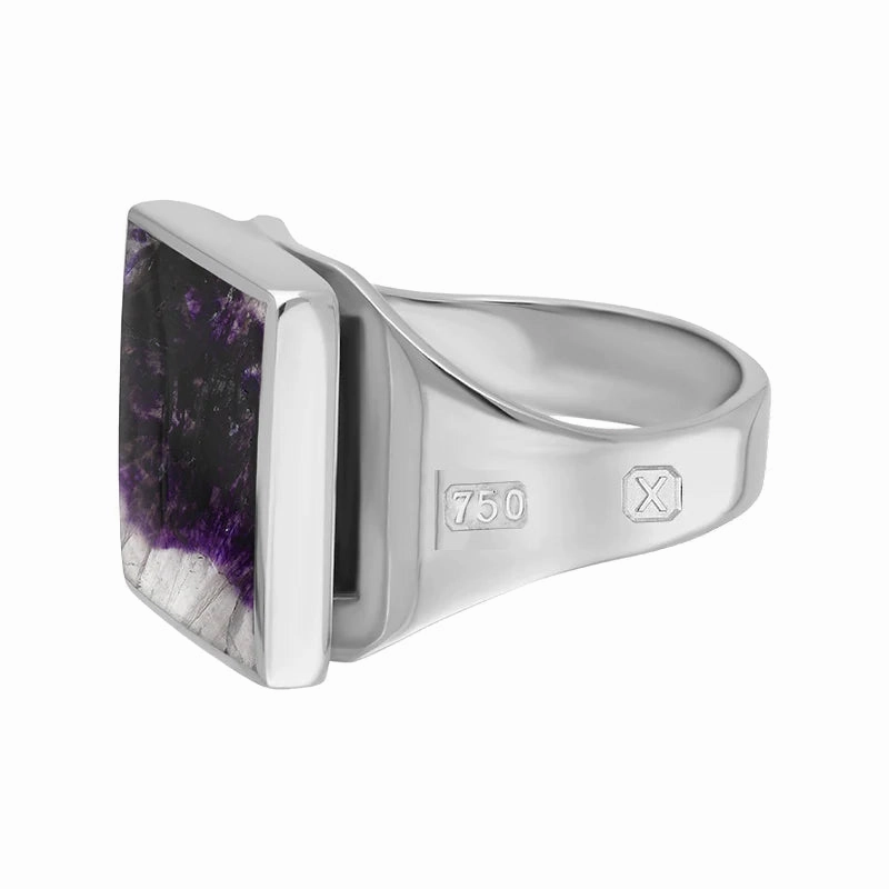18ct White Gold Blue John Hallmark Small Square Ring