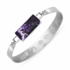 18ct White Gold Blue John Hallmark Wide Oblong Bangle