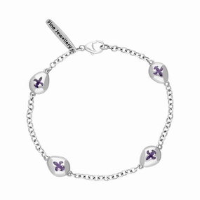18ct White Gold Blue John Oval Fleur De Lis Detail Four Stone Bracelet