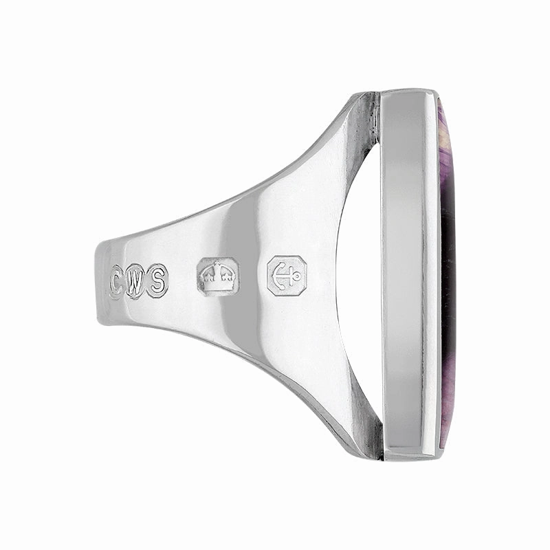 18ct White Gold Blue John Queen's Jubilee Hallmark Medium Square Ring D
