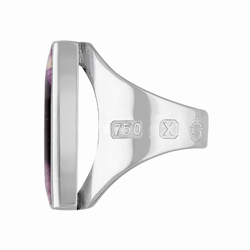 18ct White Gold Blue John Queen's Jubilee Hallmark Medium Square Ring D