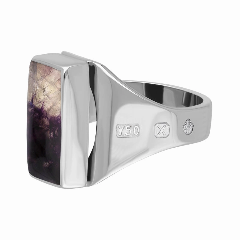 18ct White Gold Blue John Queen's Jubilee Hallmark Small Oblong Ring D