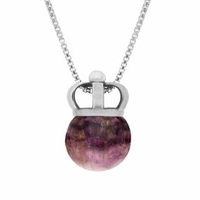 18ct White Gold Blue John Royal Crown 11mm Bead Pendant