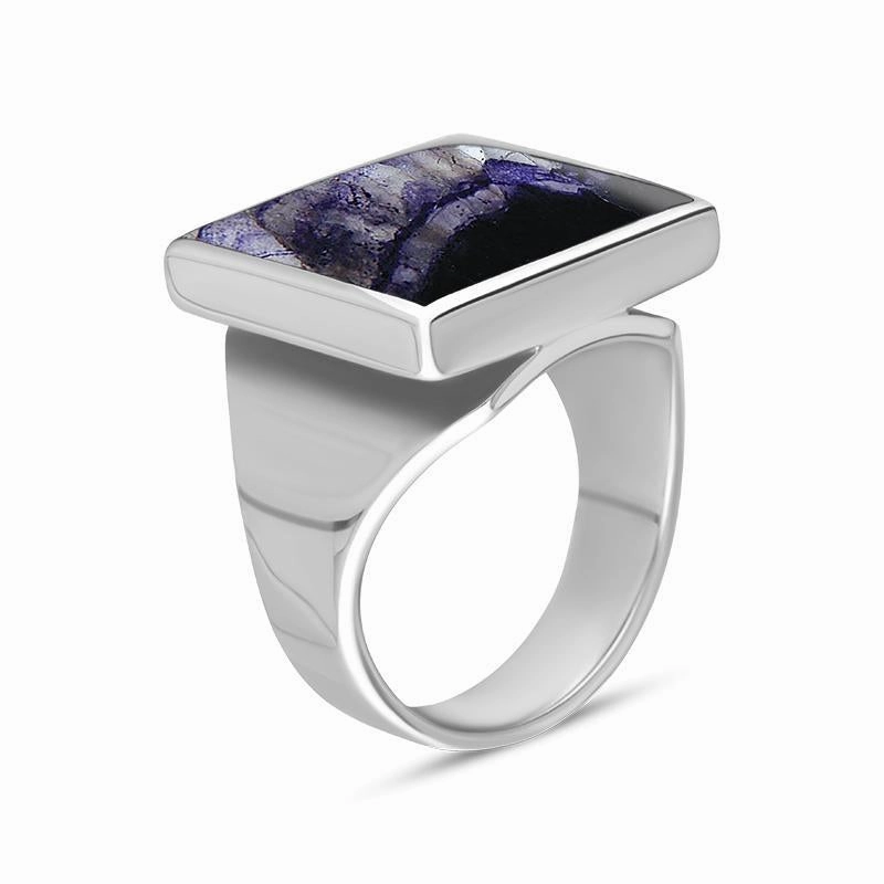 18ct White Gold Blue John Small Square Ring