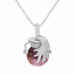 18ct White Gold Blue John Zodiac Aquarius 8mm Bead Pendant