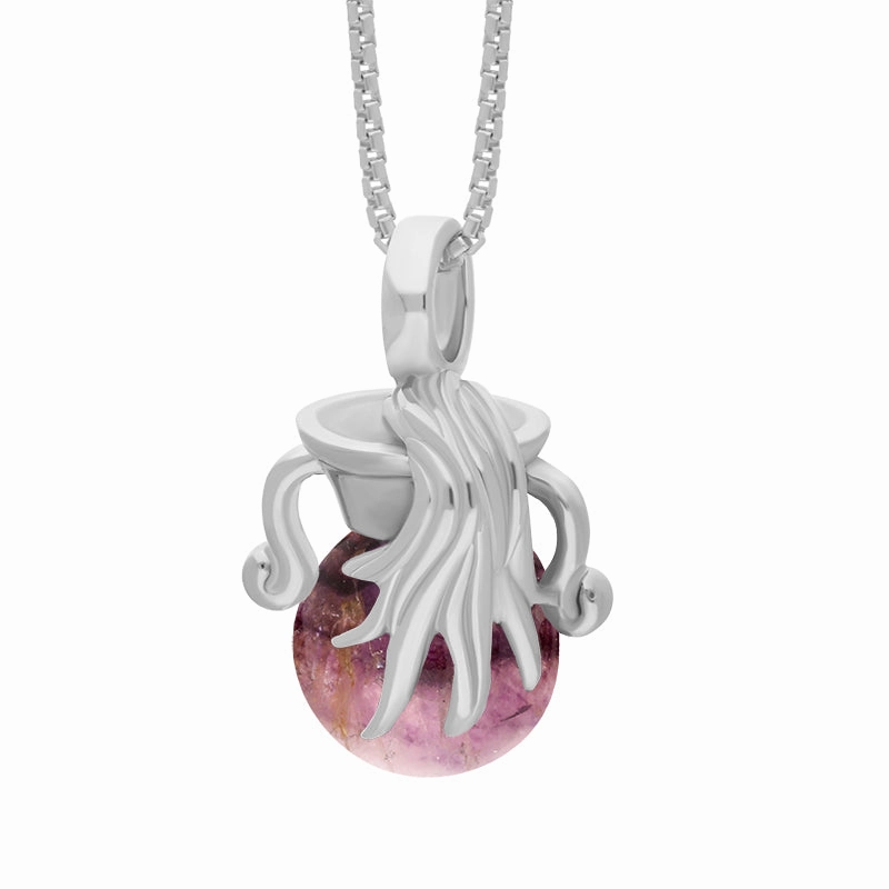 18ct White Gold Blue John Zodiac Aquarius 8mm Bead Pendant