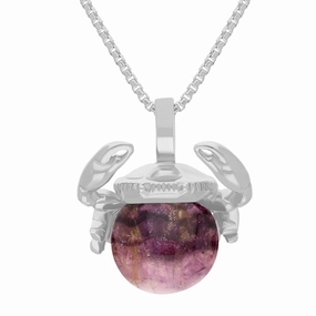 18ct White Gold Blue John Zodiac Cancer 8mm Bead Pendant