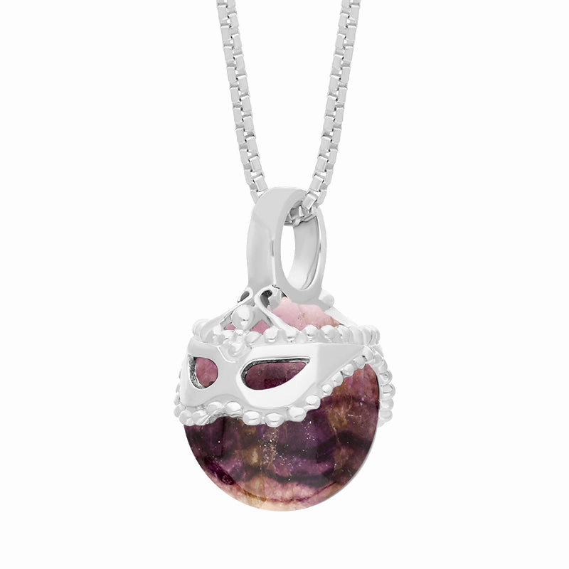 18ct White Gold Blue John Zodiac Gemini 9mm Bead Pendant