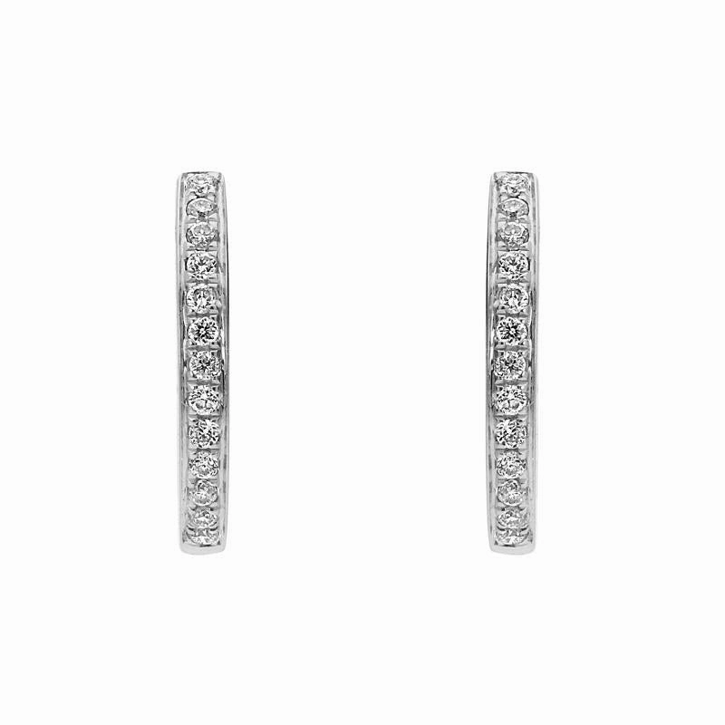 18ct White Gold Brilliant Cut 0.13ct Diamond Hoop Earrings