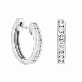 18ct White Gold Diamond 0.24ct channel Set Hoop Earrings
