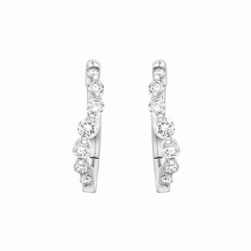 18ct White Gold Diamond 0.32ct Claw Set Hoop Earrings