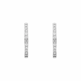 18ct White Gold Diamond 15mm Hoop Earrings