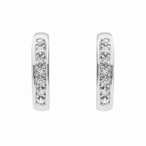 18ct White Gold Diamond Brilliant Cut Hoop Earrings