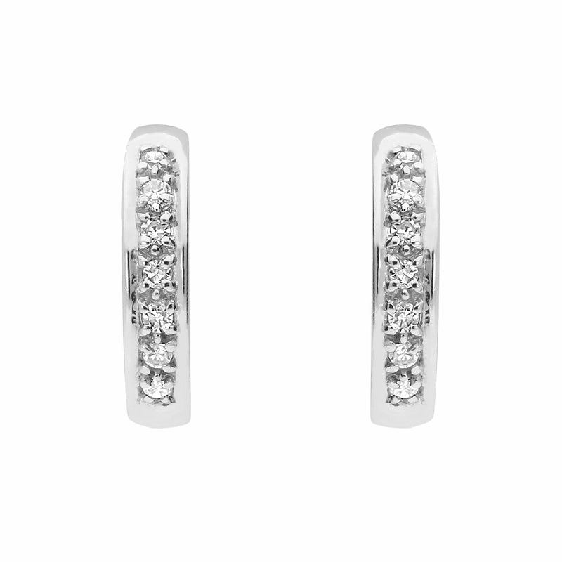 18ct White Gold Diamond Brilliant Cut Hoop Earrings