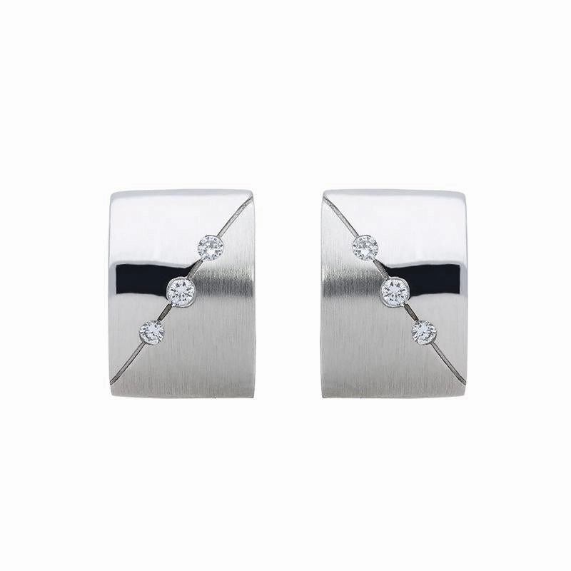 18ct White Gold Diamond Brilliant Cut Hoop Earrings
