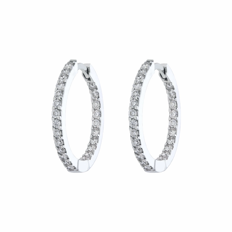 18ct White Gold Diamond Brilliant Cut Hoop Earrings