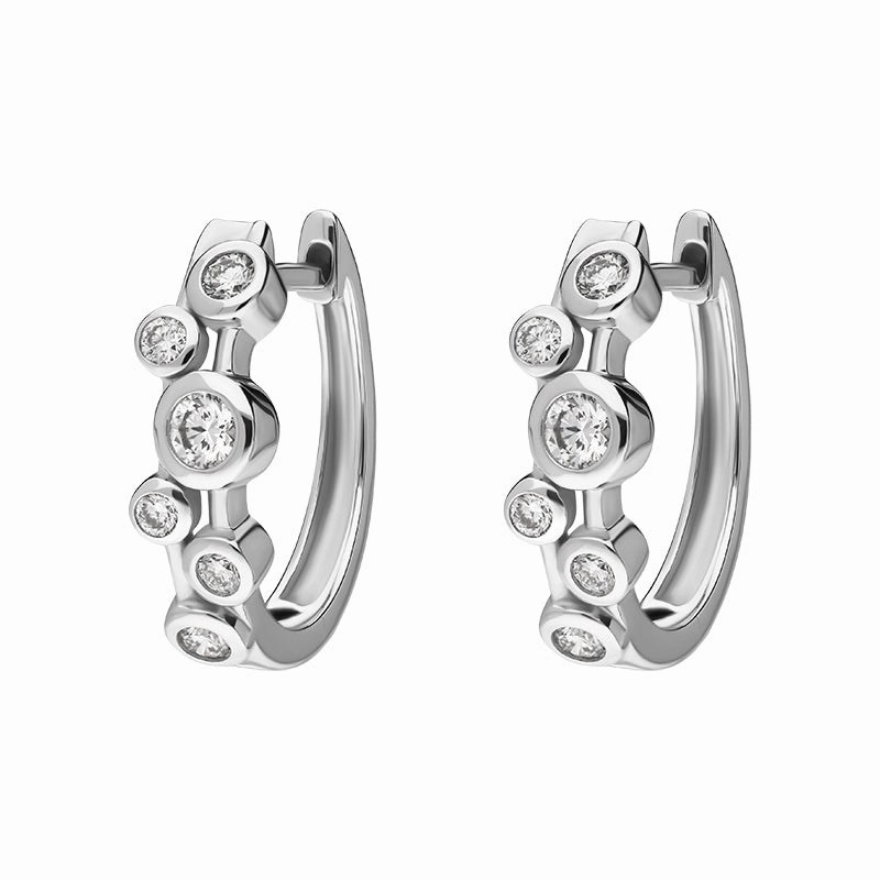 18ct White Gold Diamond Bubble Hoop Earrings