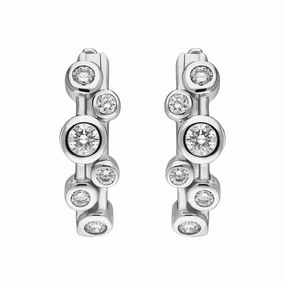 18ct White Gold Diamond Bubble Hoop Earrings