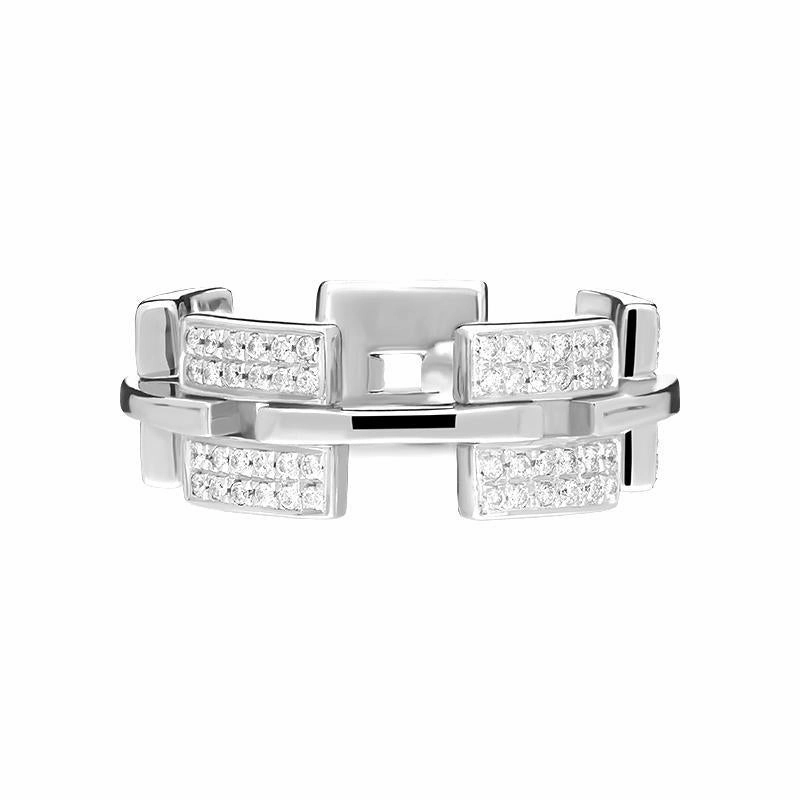 18ct White Gold Diamond Cage Unique Ring