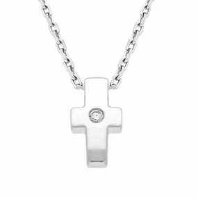 18ct White Gold Diamond Cross Necklace
