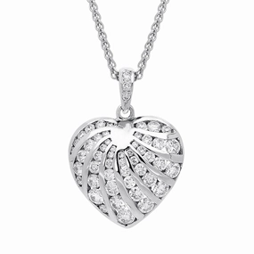 18ct White Gold Diamond Heart Necklace