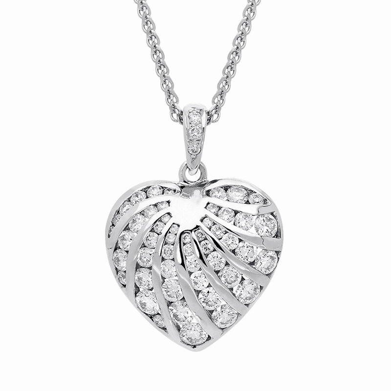18ct White Gold Diamond Heart Necklace