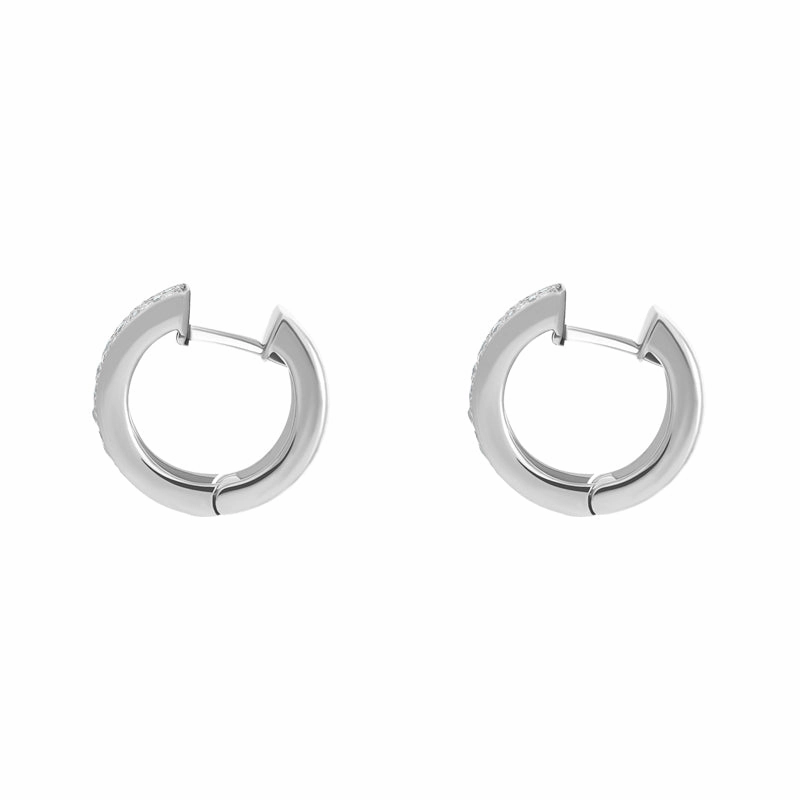 18ct White Gold Diamond Hoop Earrings D