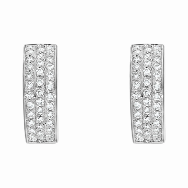 18ct White Gold Diamond Hoop Earrings D