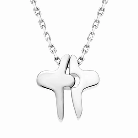 18ct White Gold Diamond Jigsaw Cross Necklace