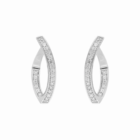 18ct White Gold Diamond Marquise Twist Hoop Earrings