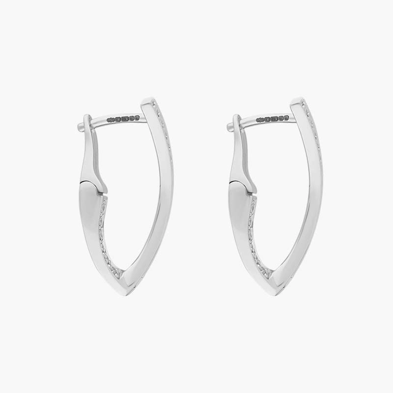 18ct White Gold Diamond Marquise Twist Hoop Earrings
