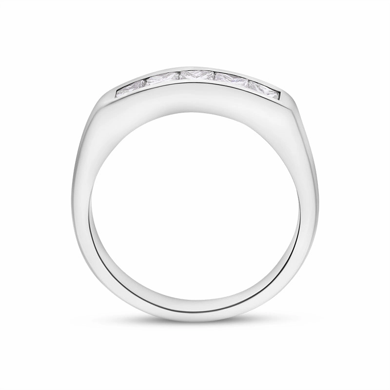 18ct White Gold Diamond Princess Cut Five Stone Half Eternity Ring D