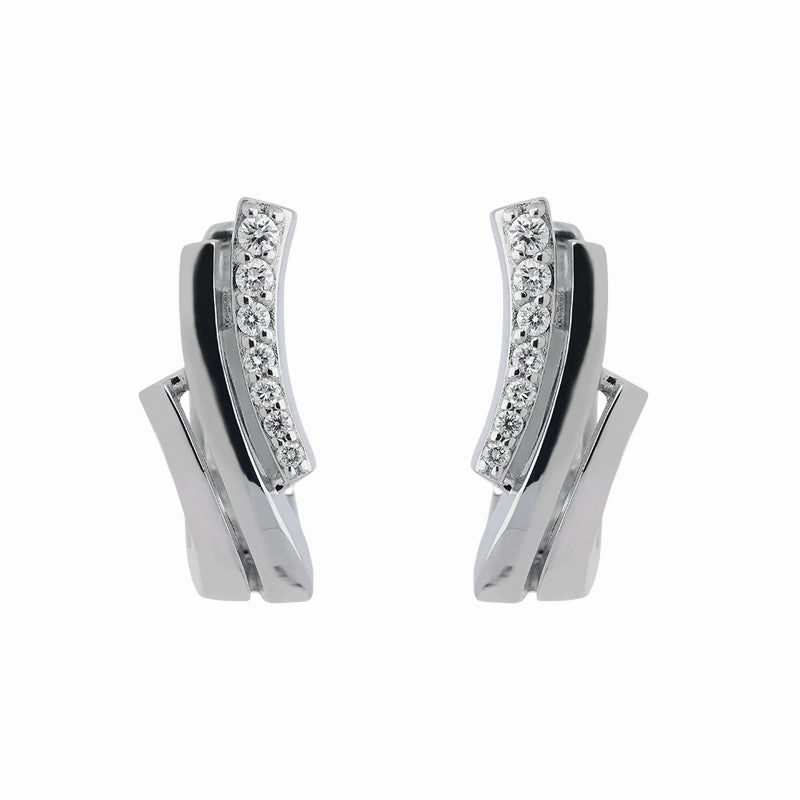 18ct White Gold Diamond Shaped Hoop Earrings