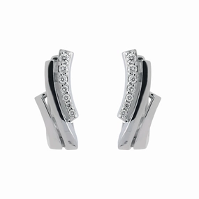 18ct White Gold Diamond Shaped Hoop Earrings