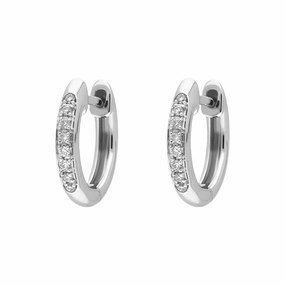 18ct White Gold Diamond Small Hoop Earrings