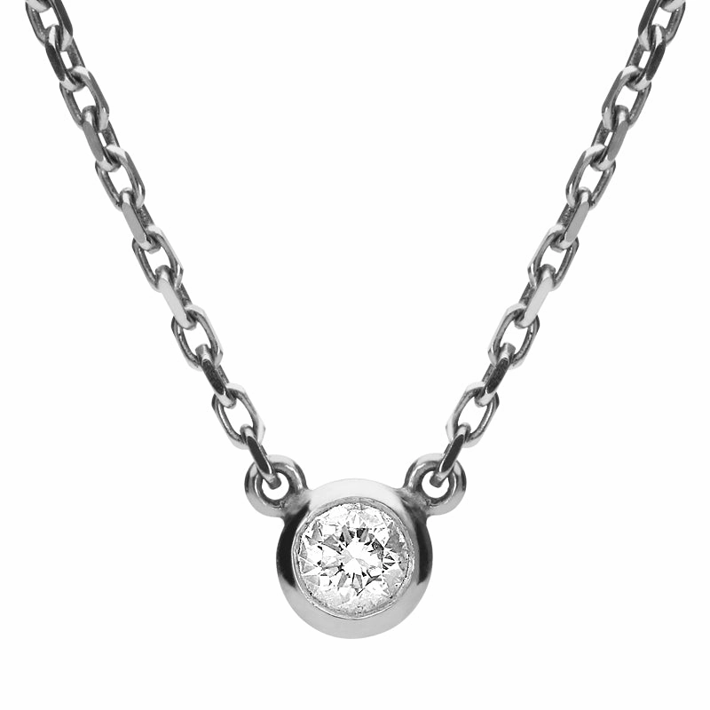 18ct White Gold Diamond Solitaire Necklace