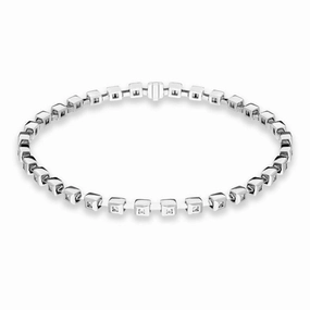 18ct White Gold Diamond Square Shape Tennis Bracelet D